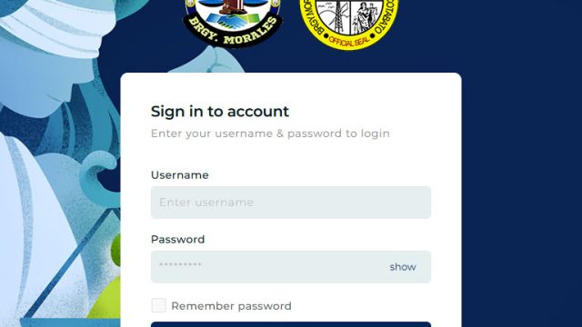 The app’s welcome screen features original artwork as a cover background, prominently displaying the official seal and logo of the barangay office for a localized and professional brand presence.