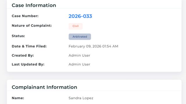 A detailed case summary screen presenting all relevant case information, including attached files and supporting documents, for quick reference and review.