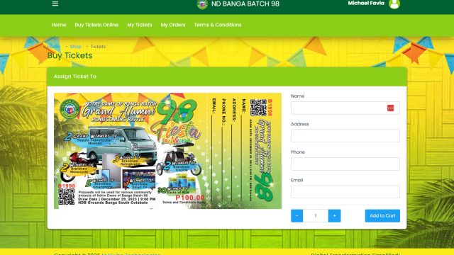 Built-in shop for selling virtual tickets online.