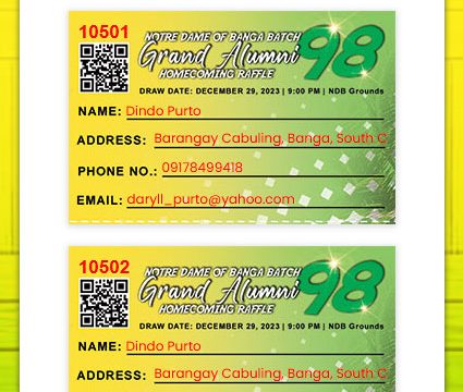 My Tickets page where customers can view their inventory of raffle tickets or entries.