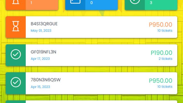 My Orders page for customers to review and track their ticket purchases.