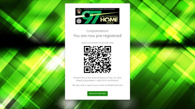 A unique QR code is generated for each attendee for entry to the event