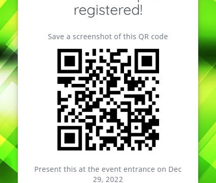 A unique QR code is generated for each attendee for entry to the event