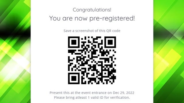 A unique QR code is generated for each attendee for entry to the event